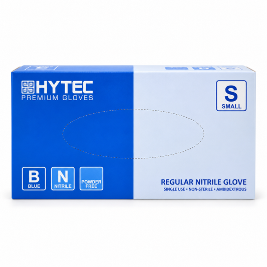 Hytec Blue Regular Nitrile Gloves, Powder Free (100/Inner)