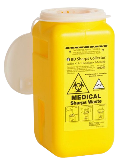 Sharps Container, One Piece, Single Use 1.4L – Interwaste